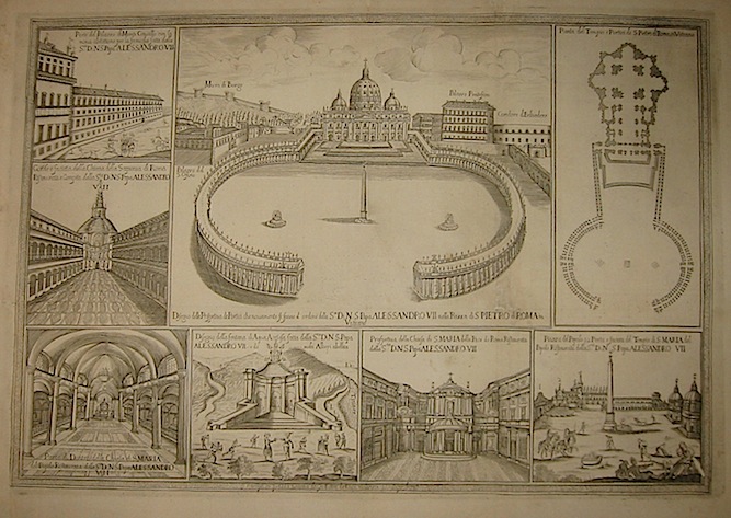 Anonimo (Falda Gio. Battista) Disegno della prospettiva de portici che novamente si fanno d'ordine della S.tà  di N.S. Papa Alessandro VII nella piazza di S.Pietro di Roma in Vaticano 1668 ca. Roma 